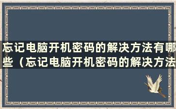 忘记电脑开机密码的解决方法有哪些（忘记电脑开机密码的解决方法视频）