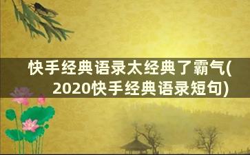 快手经典语录太经典了霸气(2020快手经典语录短句)