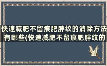 快速减肥不留痕肥胖纹的消除方法有哪些(快速减肥不留痕肥胖纹的消除方法)