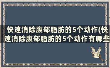 快速消除腹部脂肪的5个动作(快速消除腹部脂肪的5个动作有哪些)