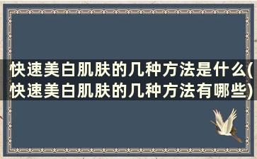 快速美白肌肤的几种方法是什么(快速美白肌肤的几种方法有哪些)