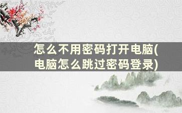 怎么不用密码打开电脑(电脑怎么跳过密码登录)