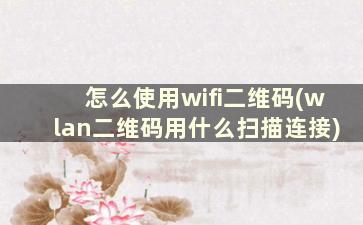 怎么使用wifi二维码(wlan二维码用什么扫描连接)