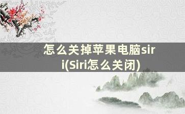 怎么关掉苹果电脑siri(Siri怎么关闭)