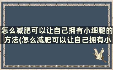 怎么减肥可以让自己拥有小细腿的方法(怎么减肥可以让自己拥有小细腿和大腿)