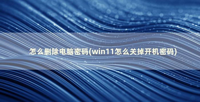 怎么删除电脑密码(win11怎么关掉开机密码)