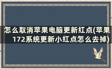 怎么取消苹果电脑更新红点(苹果172系统更新小红点怎么去掉)