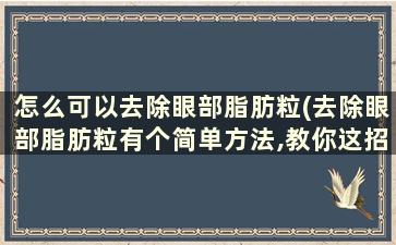 怎么可以去除眼部脂肪粒(去除眼部脂肪粒有个简单方法,教你这招,看完回家试试吧)