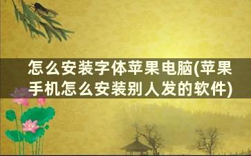 怎么安装字体苹果电脑(苹果手机怎么安装别人发的软件)