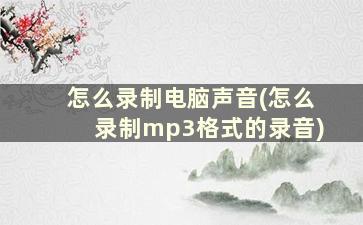 怎么录制电脑声音(怎么录制mp3格式的录音)