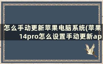 怎么手动更新苹果电脑系统(苹果14pro怎么设置手动更新app)