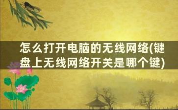 怎么打开电脑的无线网络(键盘上无线网络开关是哪个键)