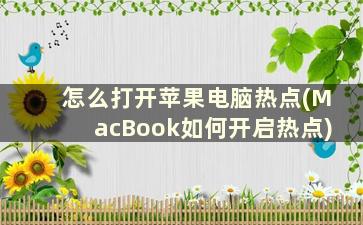 怎么打开苹果电脑热点(MacBook如何开启热点)