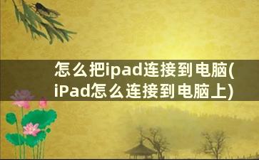 怎么把ipad连接到电脑(iPad怎么连接到电脑上)