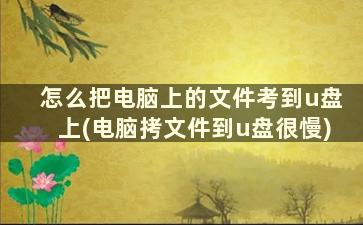 怎么把电脑上的文件考到u盘上(电脑拷文件到u盘很慢)