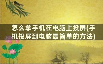 怎么拿手机在电脑上投屏(手机投屏到电脑最简单的方法)