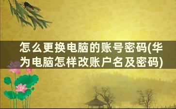 怎么更换电脑的账号密码(华为电脑怎样改账户名及密码)