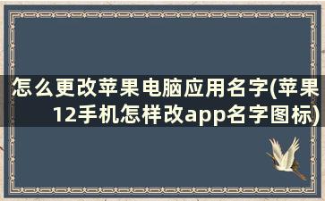 怎么更改苹果电脑应用名字(苹果12手机怎样改app名字图标)