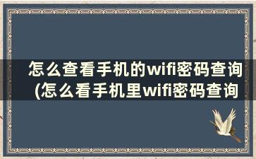 怎么查看手机的wifi密码查询(怎么看手机里wifi密码查询)