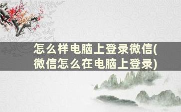 怎么样电脑上登录微信(微信怎么在电脑上登录)