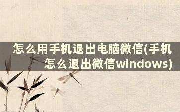 怎么用手机退出电脑微信(手机怎么退出微信windows)