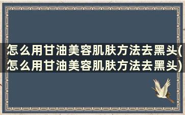 怎么用甘油美容肌肤方法去黑头(怎么用甘油美容肌肤方法去黑头)