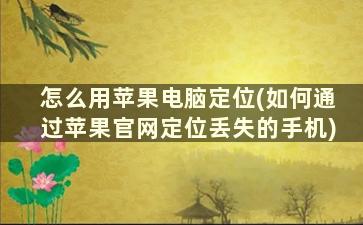 怎么用苹果电脑定位(如何通过苹果官网定位丢失的手机)