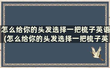 怎么给你的头发选择一把梳子英语(怎么给你的头发选择一把梳子英文)