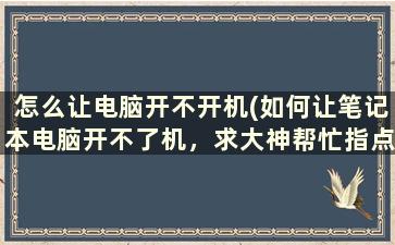 怎么让电脑开不开机(如何让笔记本电脑开不了机，求大神帮忙指点)