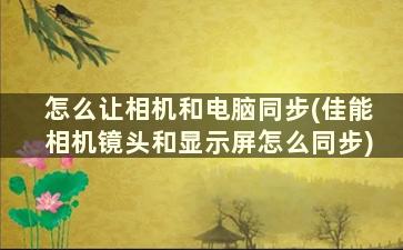 怎么让相机和电脑同步(佳能相机镜头和显示屏怎么同步)