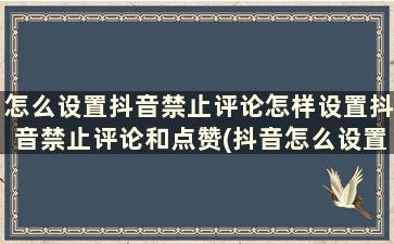 怎么设置抖音禁止评论怎样设置抖音禁止评论和点赞(抖音怎么设置禁止评论抖音在哪设置禁止评论)