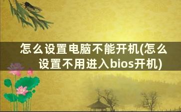 怎么设置电脑不能开机(怎么设置不用进入bios开机)