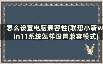 怎么设置电脑兼容性(联想小新win11系统怎样设置兼容模式)