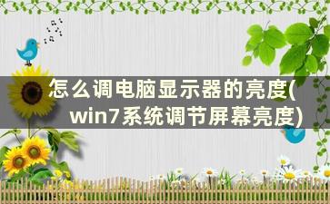 怎么调电脑显示器的亮度(win7系统调节屏幕亮度)