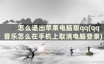 怎么退出苹果电脑版qq(qq音乐怎么在手机上取消电脑登录)