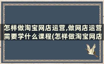 怎样做淘宝网店运营,做网店运营需要学什么课程(怎样做淘宝网店运营,做网店运营需要学什么知识)