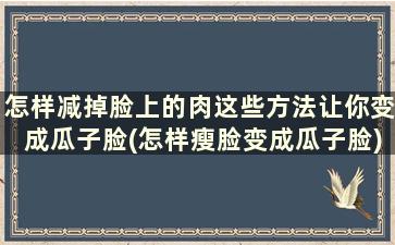 怎样减掉脸上的肉这些方法让你变成瓜子脸(怎样瘦脸变成瓜子脸)