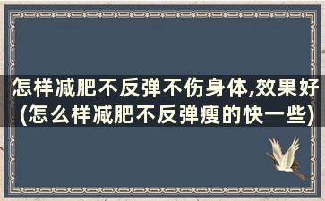 怎样减肥不反弹不伤身体,效果好(怎么样减肥不反弹瘦的快一些)