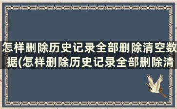 怎样删除历史记录全部删除清空数据(怎样删除历史记录全部删除清空的记录)