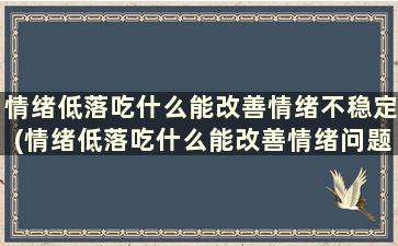 情绪低落吃什么能改善情绪不稳定(情绪低落吃什么能改善情绪问题)