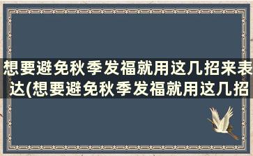 想要避免秋季发福就用这几招来表达(想要避免秋季发福就用这几招来表示)