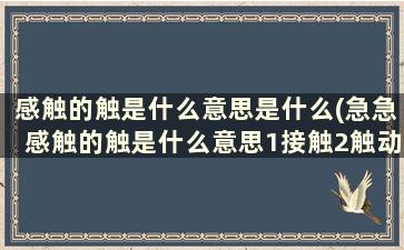 感触的触是什么意思是什么(急急感触的触是什么意思1接触2触动，气急)