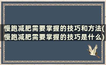 慢跑减肥需要掌握的技巧和方法(慢跑减肥需要掌握的技巧是什么)