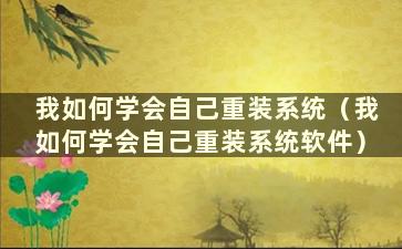 我如何学会自己重装系统（我如何学会自己重装系统软件）