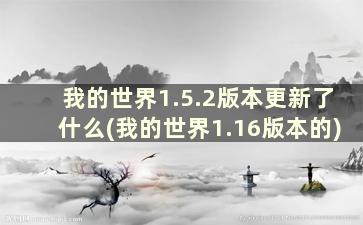 我的世界1.5.2版本更新了什么(我的世界1.16版本的)