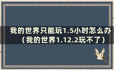 我的世界只能玩1.5小时怎么办（我的世界1.12.2玩不了）