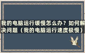 我的电脑运行缓慢怎么办？如何解决问题（我的电脑运行速度极慢）