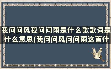 我问问风我问问雨是什么歌歌词是什么意思(我问问风问问雨这首什么歌)