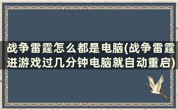 战争雷霆怎么都是电脑(战争雷霆进游戏过几分钟电脑就自动重启)