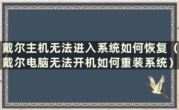 戴尔主机无法进入系统如何恢复（戴尔电脑无法开机如何重装系统）